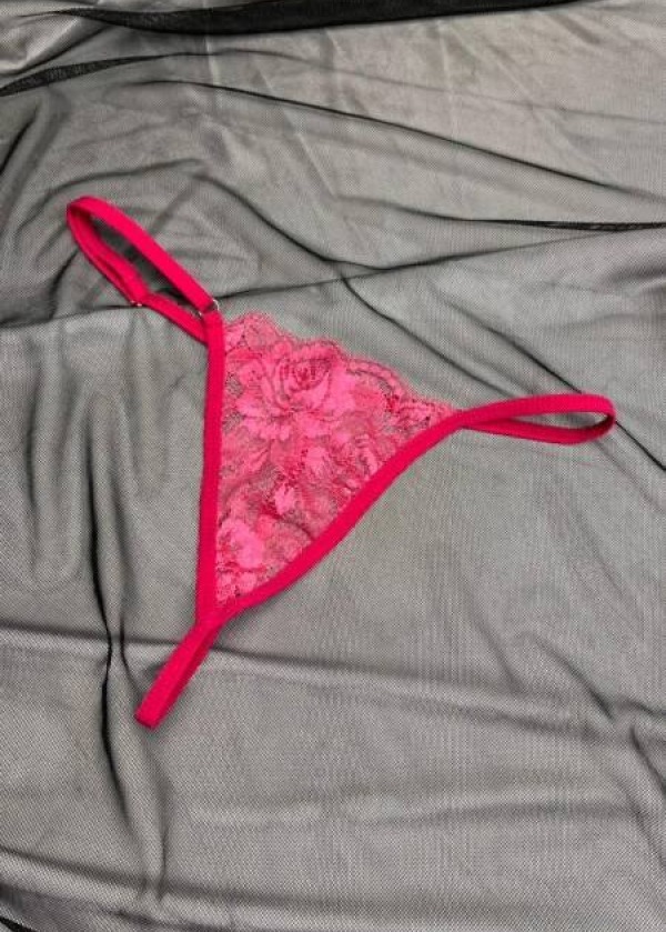 Kadın Pembe Transparan Dantel Tanga Külot