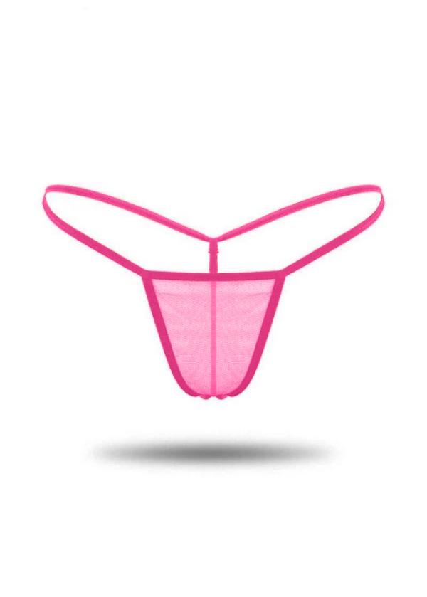 Kadın Pembe Tül Detaylı Tanga Külot